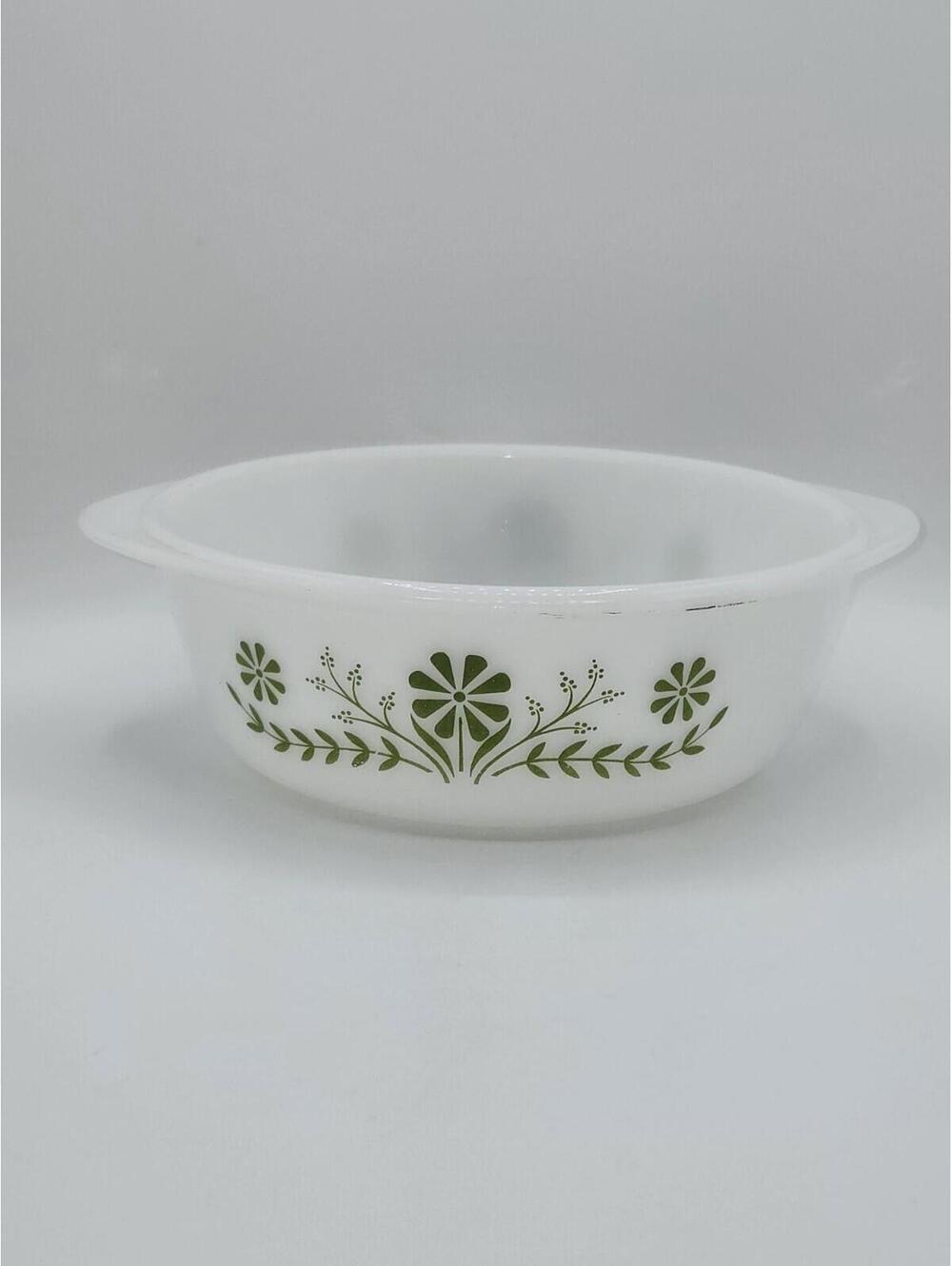 Vintage Glasbake Green Daisy Casserole Dish (no lid)